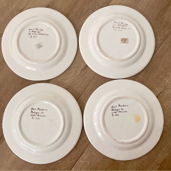 RARE 4 PCs Vintage Villa Ceramica Hand Painted Portugal Plates 9” - Village Life - Picture 6 of 8
